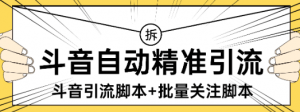 『高端精品』外面收费298的抖音精准引流脚本+批量关注脚本快速引精准粉日500+『详细教程+挂机脚本』-网创之家