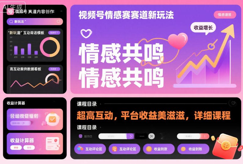 视频号情感赛道新玩法，超高互动，平台收益美滋滋，详细课程-网创之家