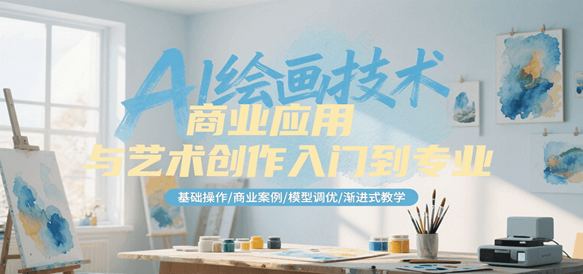 AI绘画技术商业应用与艺术创作入门到专业,基础操作/商业案例/模型调优/渐进式教学-网创之家