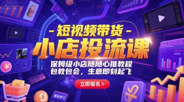 短视频带货-小店投流课，保姆级小店随心推教程，包教包会，生意即刻起飞-网创之家