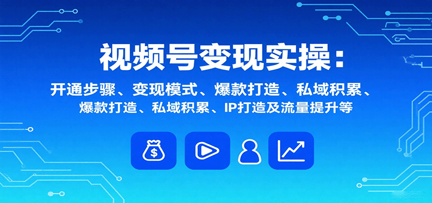视频号变现实操,含开通步骤、变现模式、爆款打造、私域积累、IP打造及流量提升等-网创之家