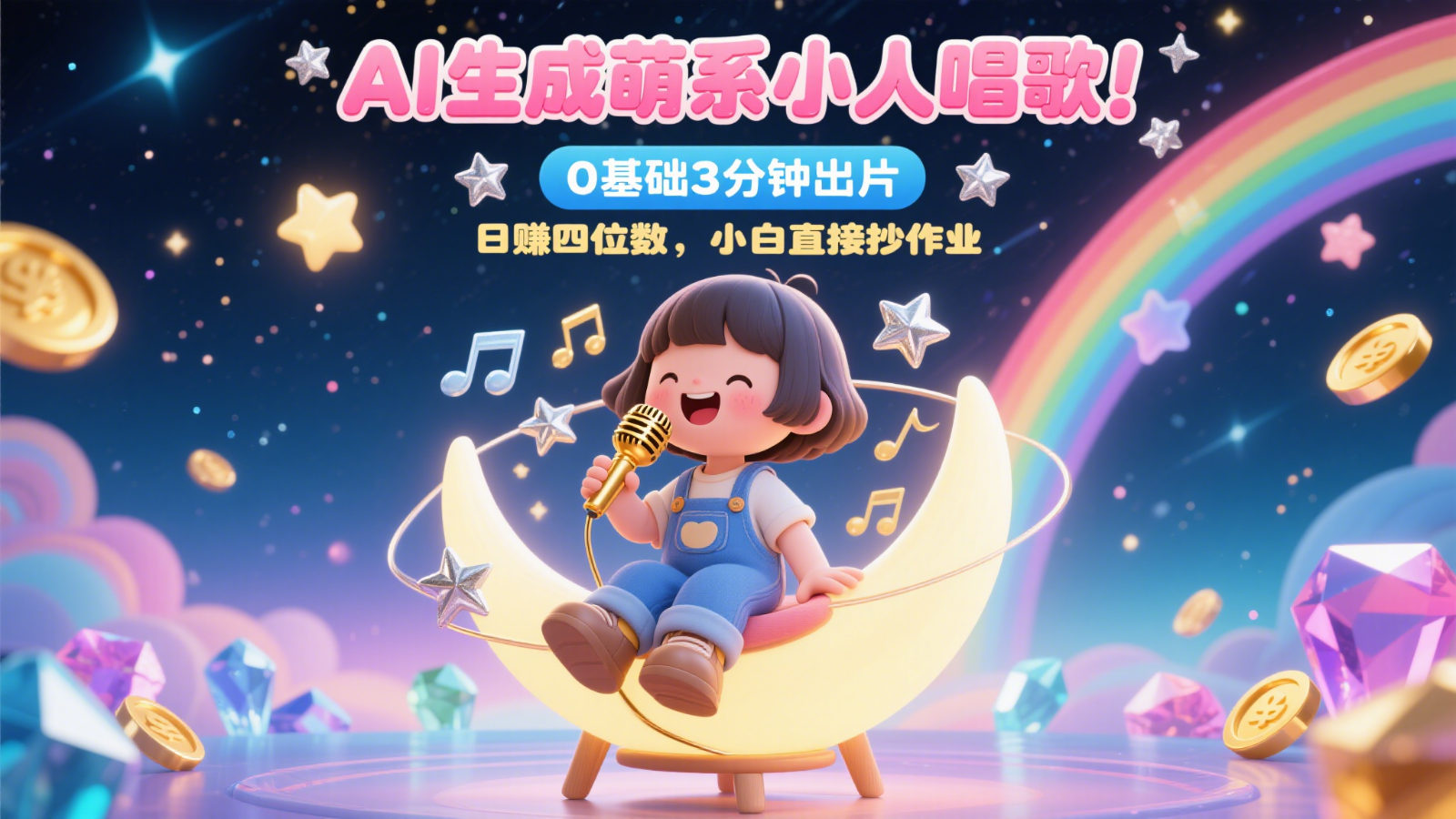 AI生成萌系小人唱歌！0基础3分钟出片，28个作品涨粉9万，日赚四位数，小白直接抄作业-网创之家