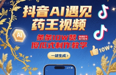 抖音AI遇见药王视频，条条10W赞，快速起千粉万粉号，傻瓜式制作教学-网创之家