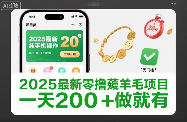 2025最新零撸薅羊毛项目，纯手机操作，20秒一单，无任何门槛，一天200+做就有【揭秘】-网创之家