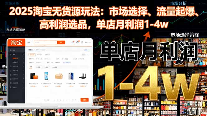 2025淘宝无货源玩法：市场选择、流量起爆、高利润选品，单店月利润1-4w-网创之家