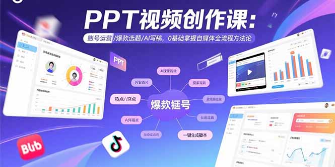 PPT视频创作课：账号运营/爆款选题/AI写稿，0基础掌握自媒体全流程方法论-网创之家
