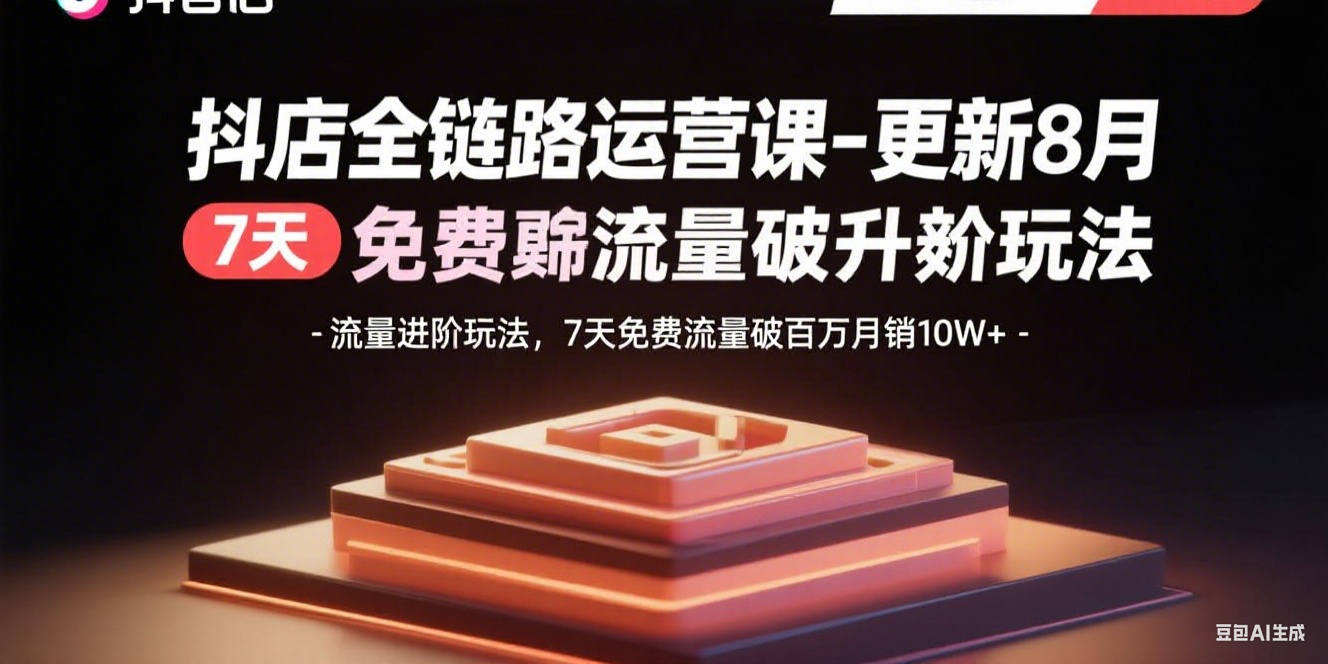 抖店全链路运营课-更新8月：流量进阶玩法，7天免费流量破百万月销10W+-网创之家