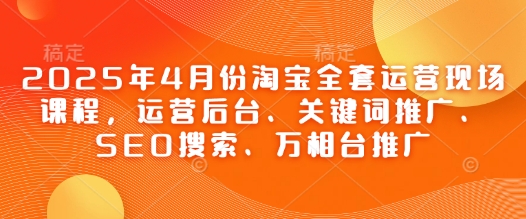 2025年4月份淘宝全套运营现场课程，运营后台、关键词推广、SEO搜索、万相台推广-网创之家