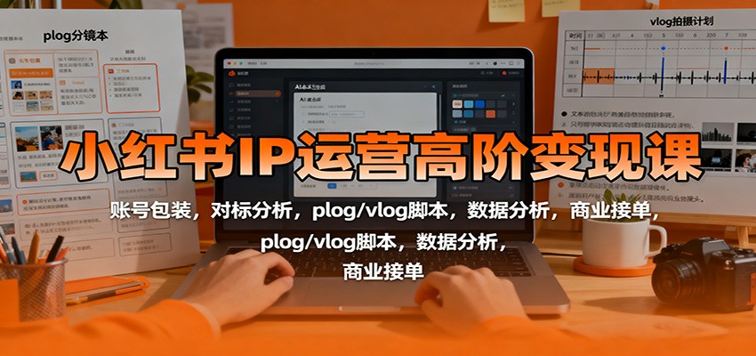 小红书IP运营高阶变现课：账号包装，对标分析，plog/vlog脚本，数据分析，商业接单-网创之家