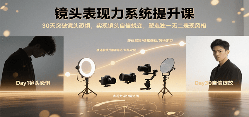 镜头表现力系统提升课,30天突破镜头恐惧实现自信蜕变,塑造独一无二表现风格-网创之家
