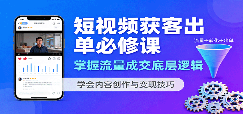 短视频获客出单必修课：掌握流量成交底层逻辑，学会内容创作与变现技巧-网创之家