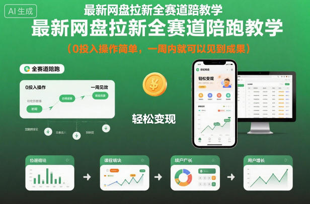 最新网盘拉新全赛道陪跑教学，0投入操作简单，一周内就可以见到成果-网创之家