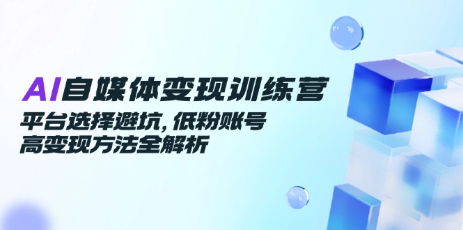 AI自媒体变现训练营，平台选择避坑，低粉账号高变现方法全解析-网创之家