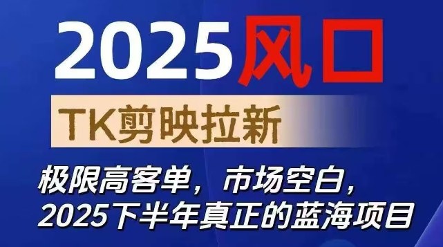 2025风口TK剪映capcut拉新项目，极限高客单，市场空白，2025下半年真正的蓝海项目-网创之家