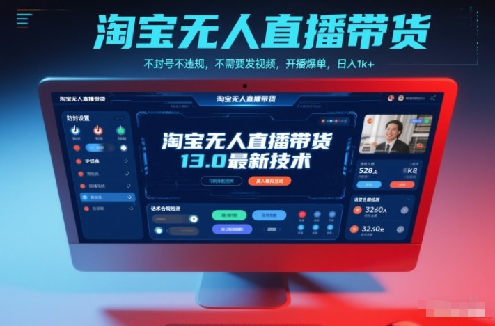 淘宝无人直播带货13.0最新技术，不封号不违规，不需要发视频，开播爆单，日入1k+【揭秘】-网创之家