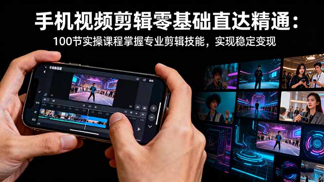 手机视频剪辑零基础直达精通：100节实操课程掌握专业剪辑技能，实现稳...-网创之家