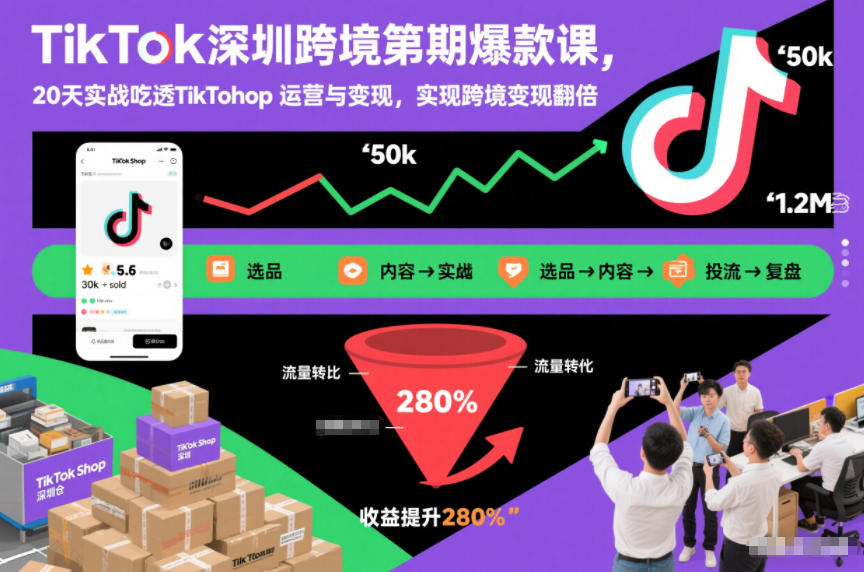 TikTok深圳跨境第2期爆款课，20天实战吃透TikTok Shop运营与变现，实现跨境变现翻倍-网创之家
