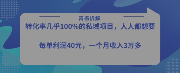 转化率最高的私域项目，每单利润40-50米，月入过1w-网创之家
