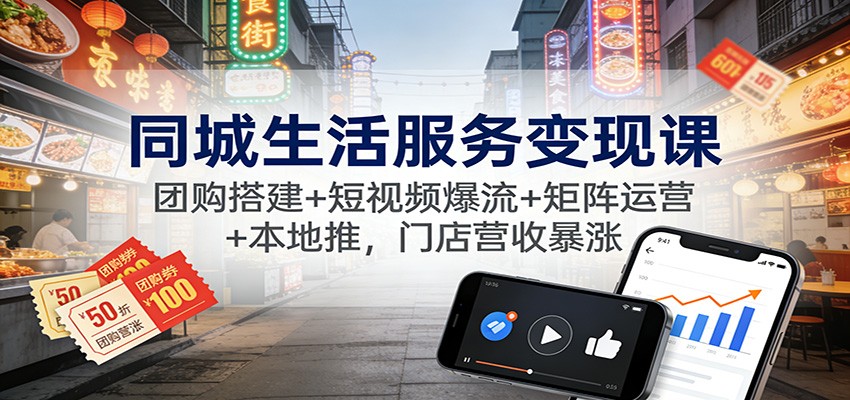同城生活服务变现课：团购搭建+短视频爆流+矩阵运营+本地推，门店营收暴涨-网创之家
