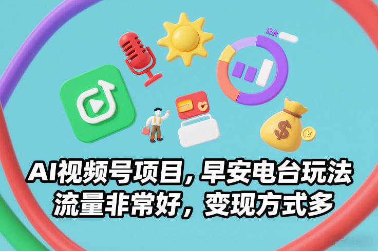 AI视频号项目，早安电台玩法，流量非常好，变现方式多-网创之家