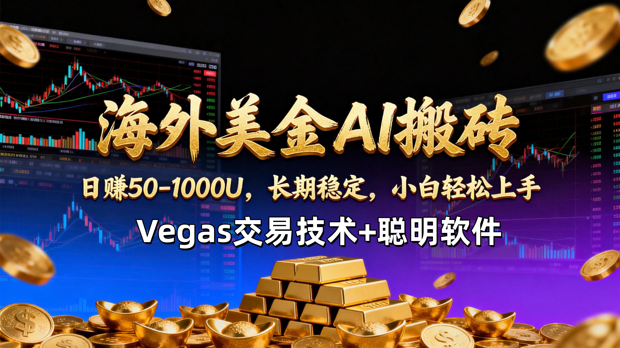 【海外美金AI搬砖】Vegas交易技术+聪明软件，日赚50-1000U，长期稳定，小白轻松上手。-网创之家