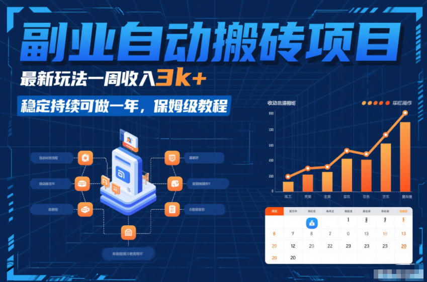 副业自动搬砖项目，最新玩法一周收入3k+，稳定持续可做一年，保姆级教程【揭秘】-网创之家