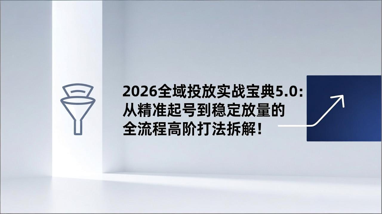 2026全域投放实战宝典5.0：从精准起号到稳定放量的全流程高阶打法拆解！-网创之家