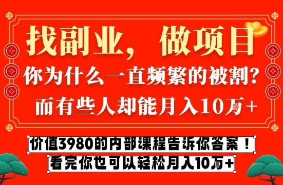 价值3980的网创内部课程，告诉你互联网创业月入10个W的秘密【揭秘】-网创之家