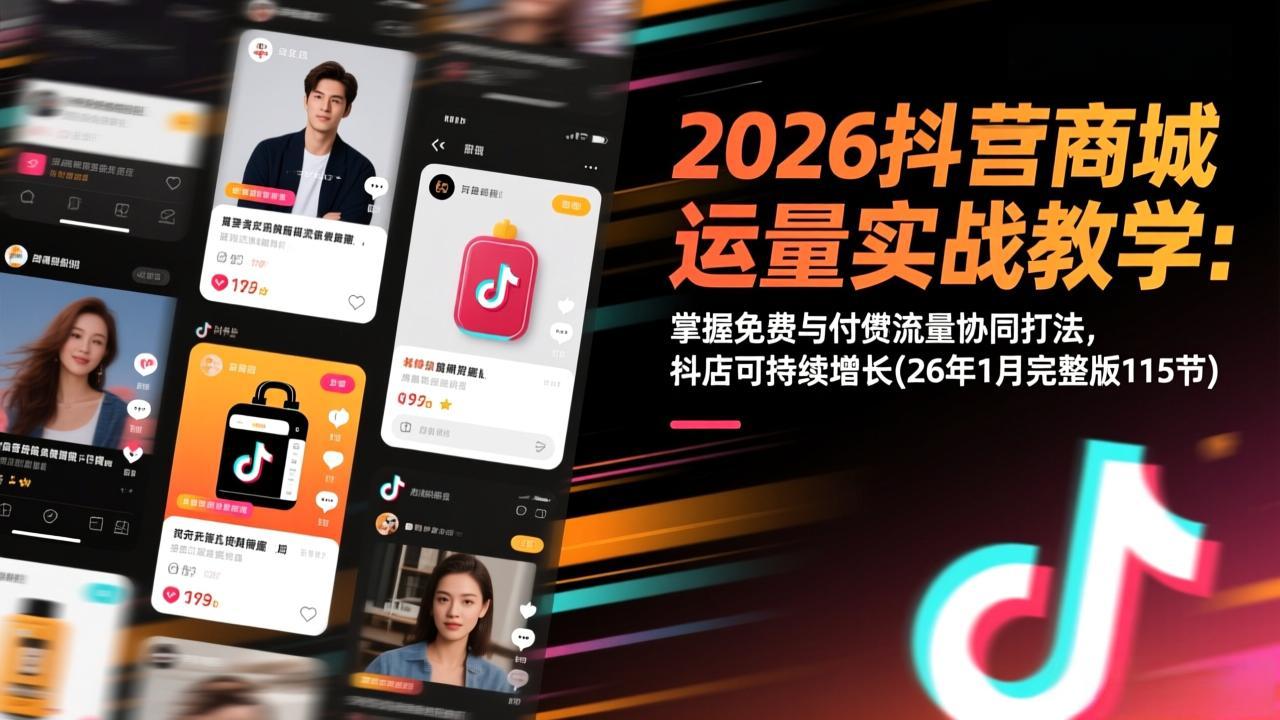 2026抖音商城运营实战教学：掌握免费与付费流量协同打法，抖店可持续增长(26年1月完整版115节-网创之家