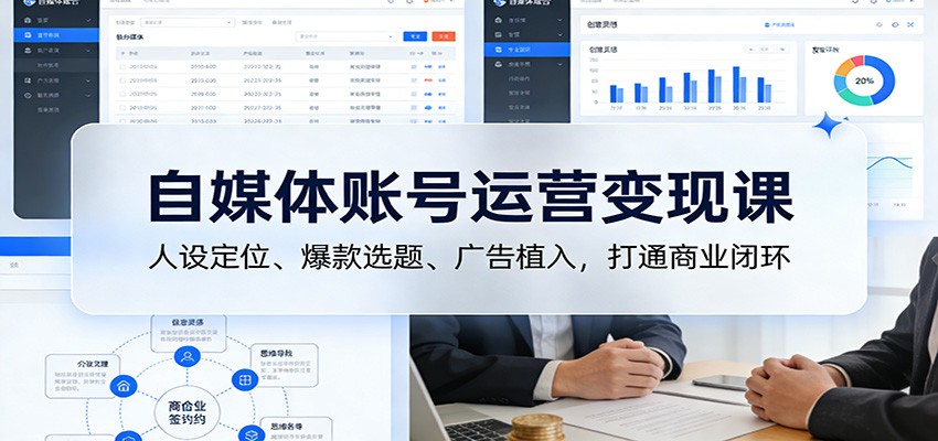 自媒体账号运营变现课:人设定位、爆款选题、广告植入,打通商业闭环-网创之家