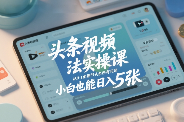 头条视频玩法实操课，从0-1全细节头条所有问题，小白也能日入5张-网创之家