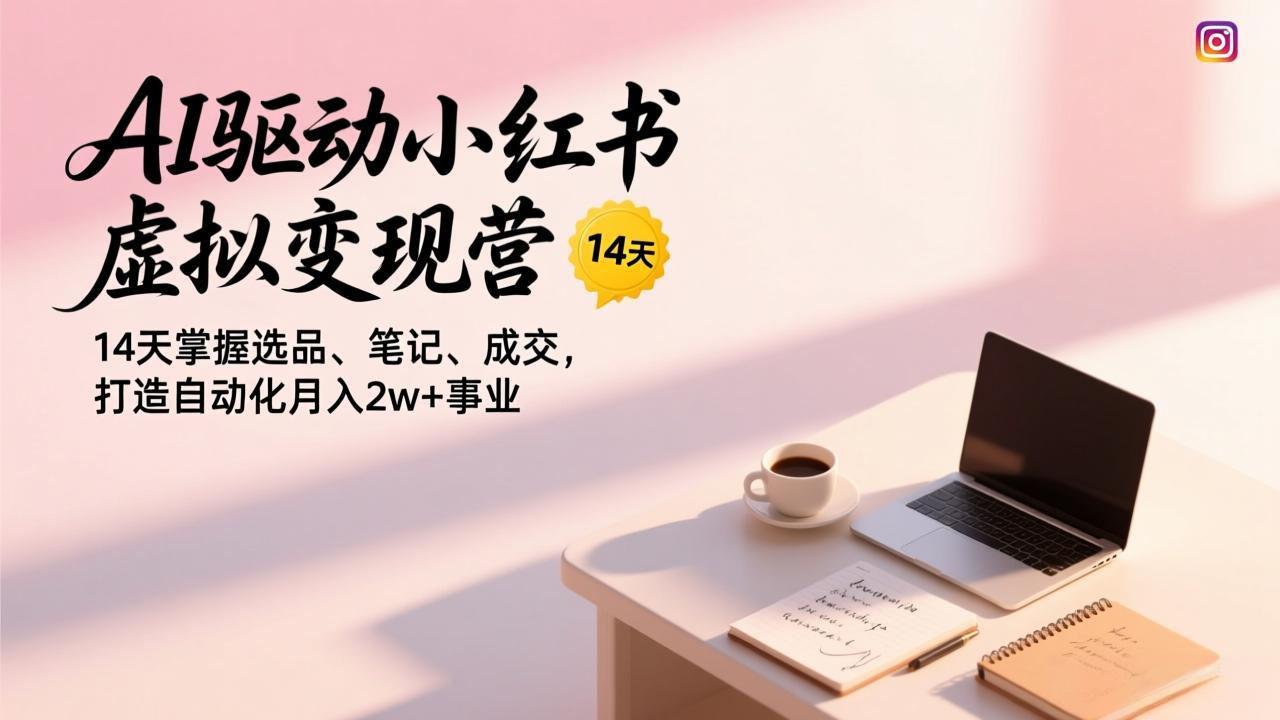 AI驱动小红书虚拟变现营，14天掌握选品、笔记、成交，打造自动化月入2w+事业-网创之家