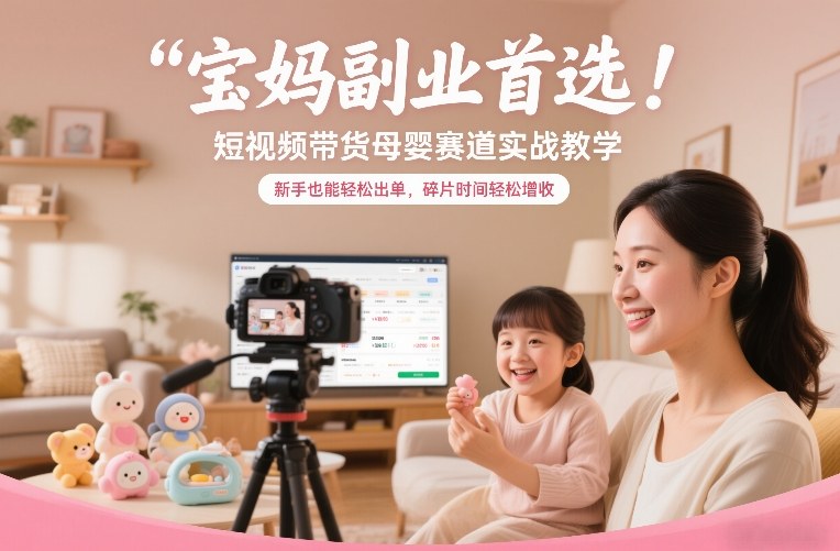 宝妈副业首选！短视频带货母婴赛道实战教学，新手也能轻松出单，碎片时间轻松增收-网创之家
