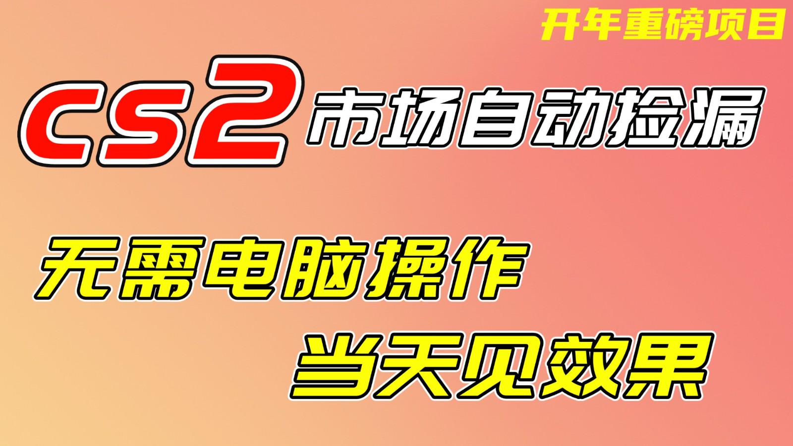 CS2市场挂机项，无需电脑操作，无需进入游戏，当天见效果，支持任何形式验证-网创之家