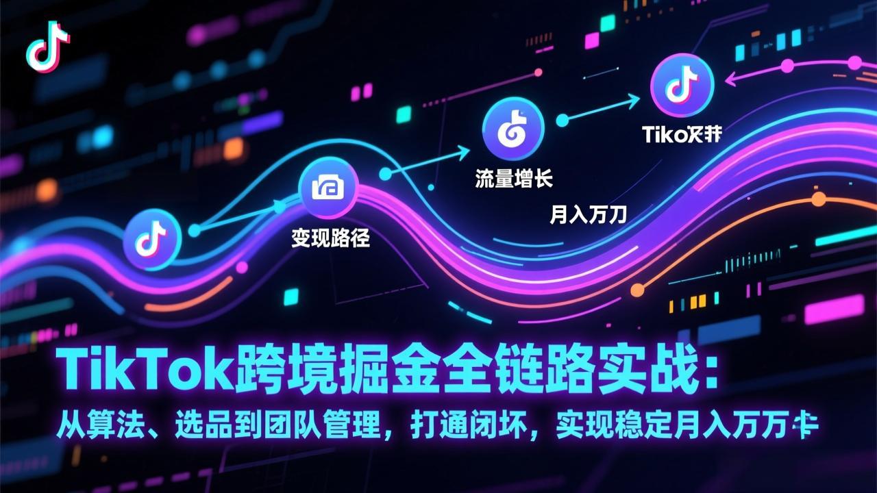 TikTok跨境掘金全链路实战：从算法、选品到团队管理，打通闭环，实现稳定月入万刀-网创之家