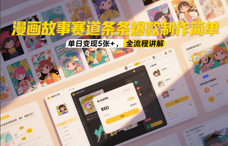 漫画故事赛道条条爆款制作简单，单日变现5张+，全流程讲解-网创之家