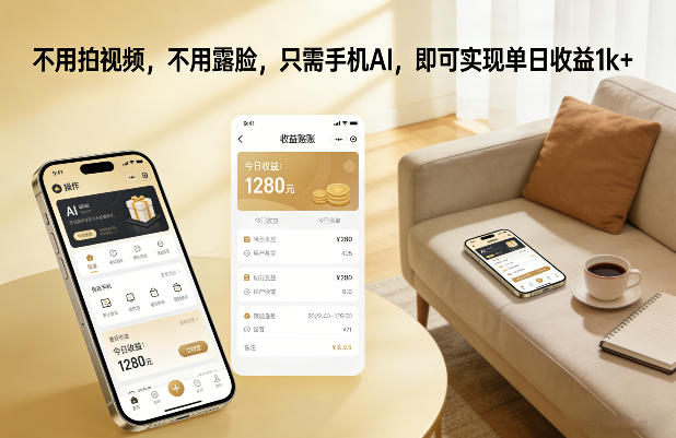 不用拍视频，不用露脸，只需手机AI，即可实现单日收益1k+【揭秘】-网创之家