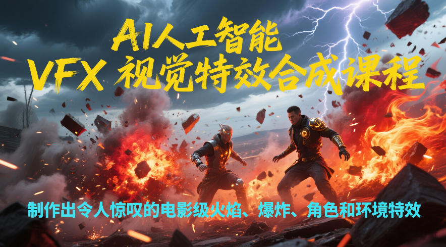 AI人工智能VFX视觉特效合成课程，制作出令人惊叹的电影级火焰、爆炸、角色和环境特效-网创之家