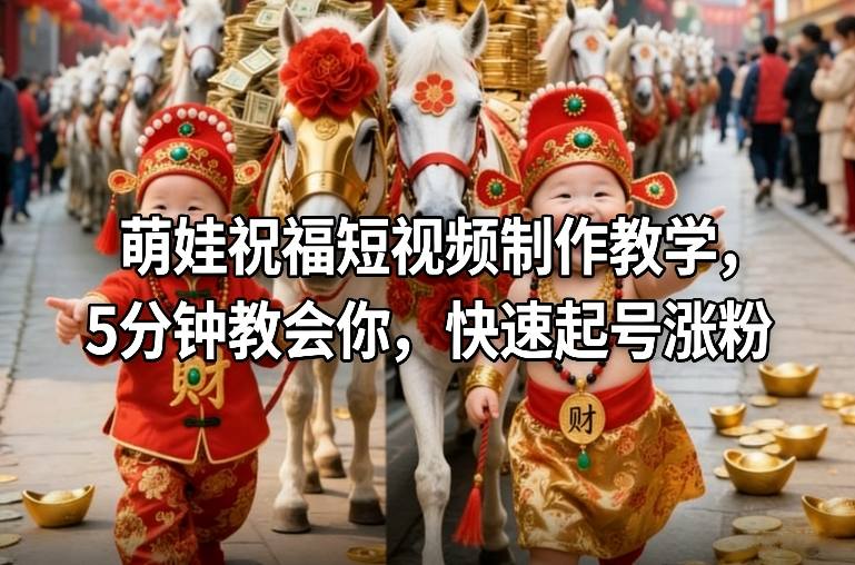 萌娃祝福短视频制作教学，5分钟教会你，快速起号涨粉-网创之家