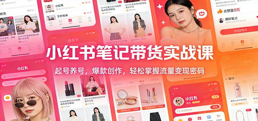 小红书笔记带货实战课：起号养号，爆款创作，轻松掌握流量变现密码-网创之家