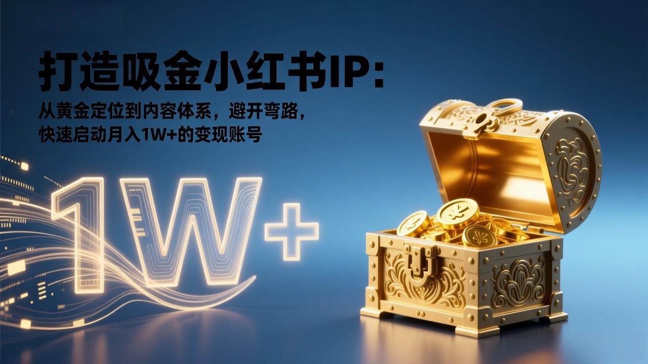 打造吸金小红书IP：从黄金定位到内容体系，避开弯路，快速启动月入1W+的变现账号-网创之家