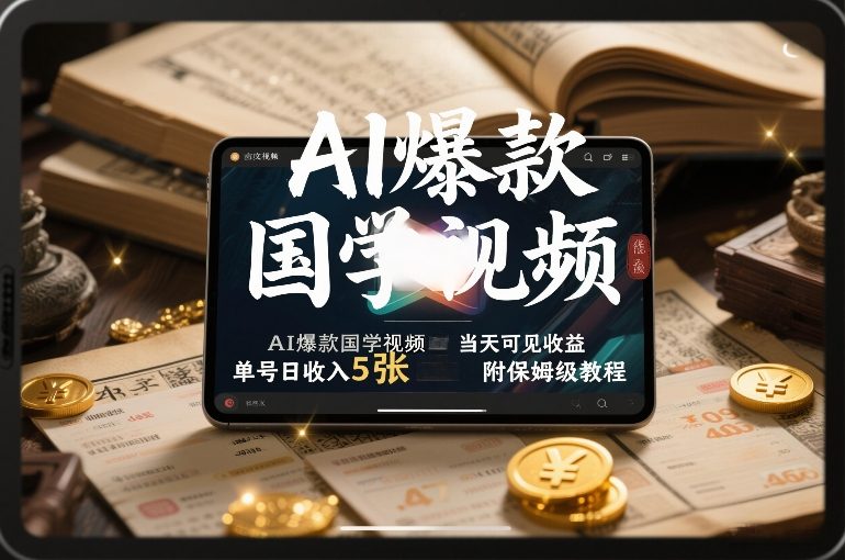 AI爆款国学视频，独家起号方法，小白直接上手，当天可见收益，单号日收入5张+附保姆级教程-网创之家