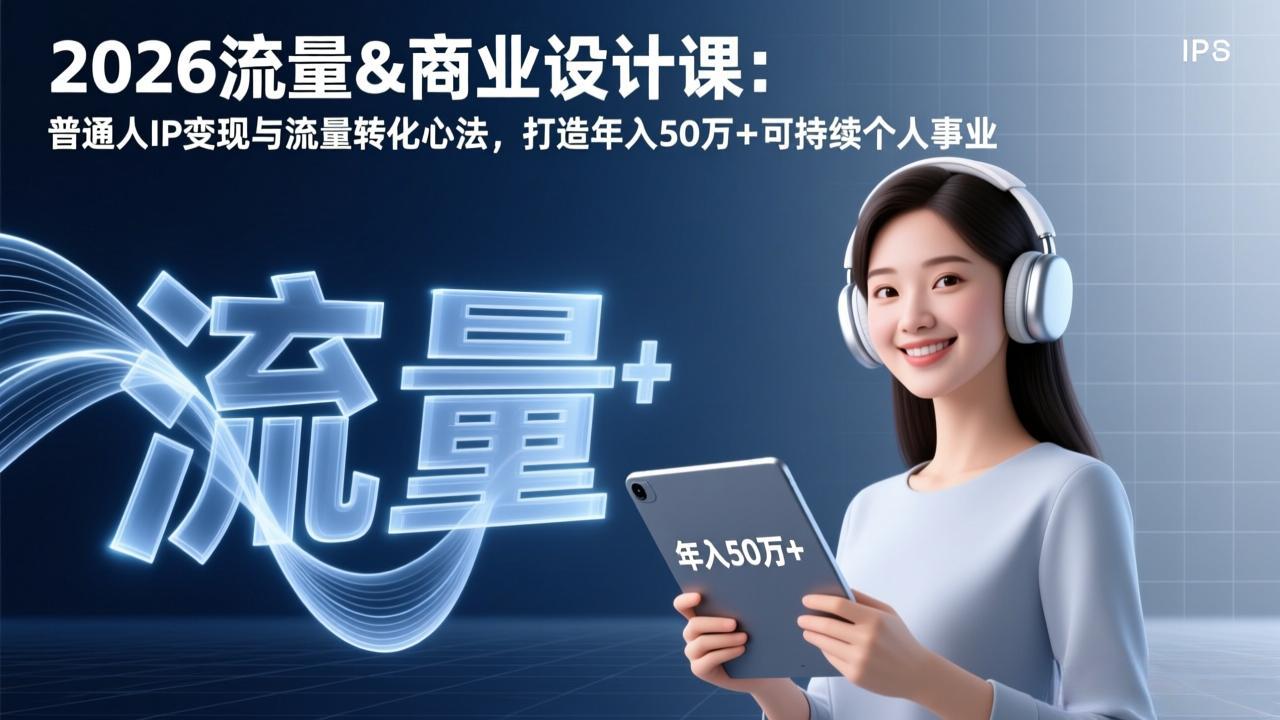 2026流量&商业设计课：普通人IP变现与流量转化心法，打造年入50万+可持续个人事业-网创之家
