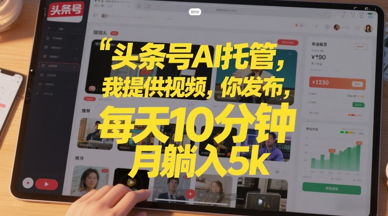 头条号AI托管，我提供视频，你发布，每天10分钟，月躺入5k+【揭秘】-网创之家