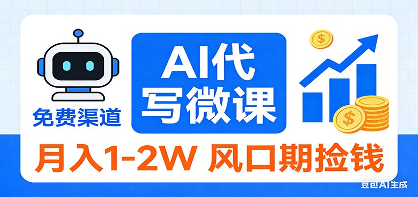 2026告别打工！AI 代写微课，提供免费渠道，月入 1-2W 风口期捡钱-网创之家
