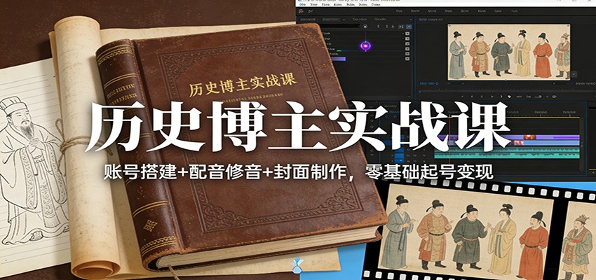历史博主实战课：账号搭建+配音修音+封面制作，零基础起号变现-网创之家