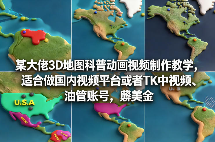 某大佬3D地图科普动画视频制作教学，适合做国内视频平台或者TK中视频、油管账号，賺美金-网创之家
