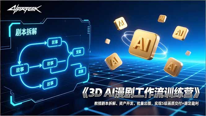 3D AI漫剧工作流训练营：教授剧本拆解、资产开发、批量出图，实现S级画质交付+稳定盈利-网创之家