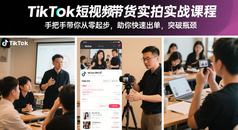 TikTok短视频带货实拍实战课程，手把手带你从零起步，助你快速出单，突破瓶颈-网创之家