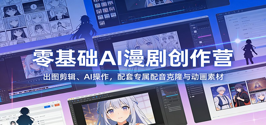 零基础AI漫剧创作营：出图剪辑、AI操作，配套专属配音克隆与动画素材-网创之家